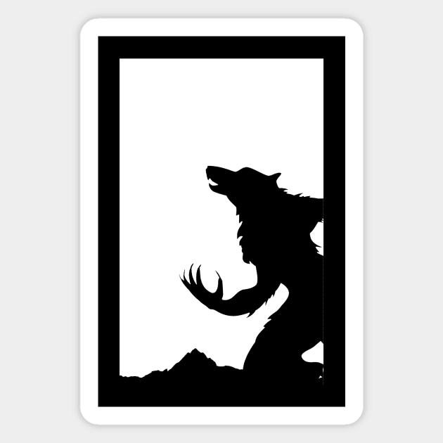 Minimalist Werewolf Design - Werewolf Lover Gift - Werewolf Howling - Werewolves Werewolf hunter Magnet by ballhard